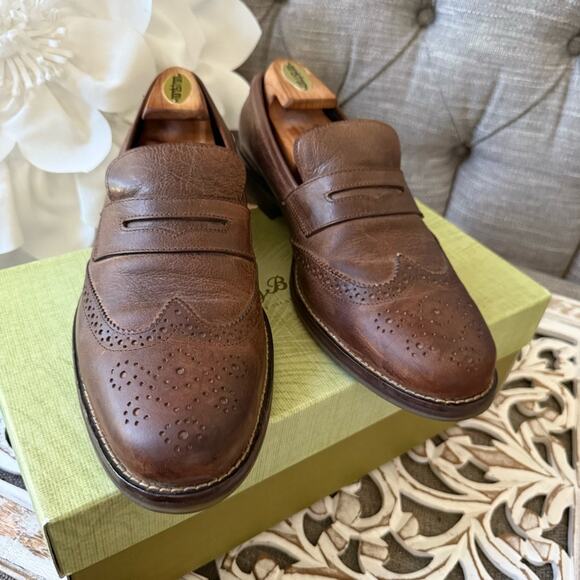 Tommy Bahama Brown Leather Wing tip Slip on Penny Loafers Shoes Men’s 10 - Picture 2 of 10